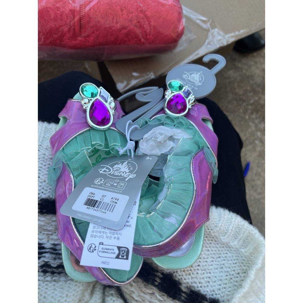Disney Ariel Costume Shoes Princess Toddler Girls Little Mermaid Slippers 11/12 - Picture 8 of 11